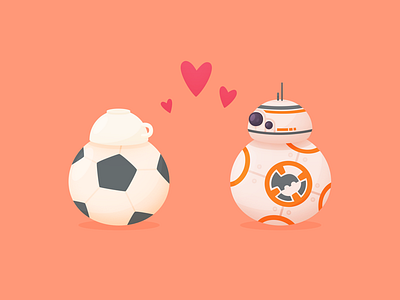 Love bb 8 cute droid heart illustration love star wars the force awakens