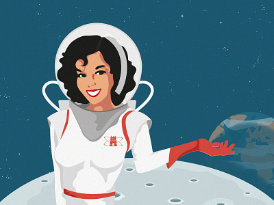 Space Illustration art earth illustration moon retro space art space woman