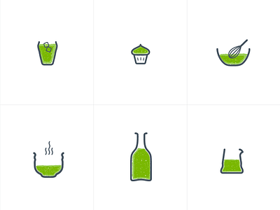 Icons drink food green handmade icons matcha