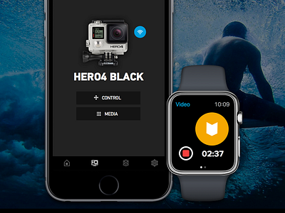 GoPro Apple Watch App apple watch dark ui flat gopro ios mobile ui