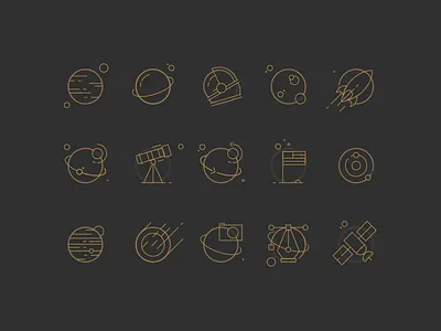 Orbital Icons branding design flat icon illustration minimal outline planet set space universe vector