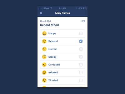 Record Mood care confused emoji happy irritated mood normal relaxed sleepy worried
