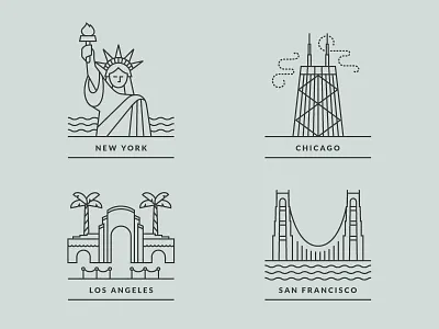 Cities icons line icons