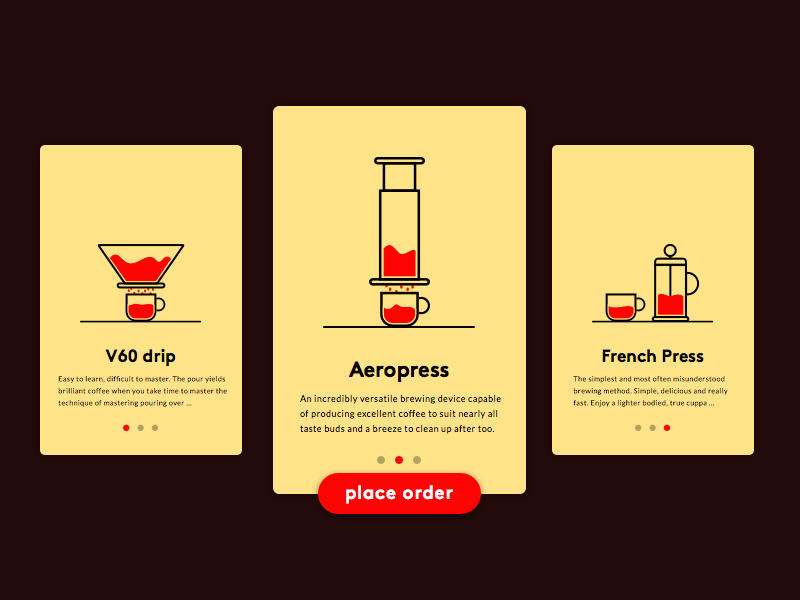 drink menu button cards coffee dailyui icons menu order sketch