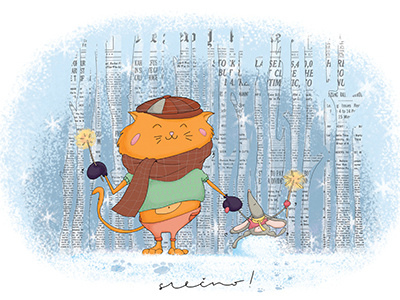 Christmas Card illustration card cat christmas card digital digital art holiday illustration mouse photoshop winter