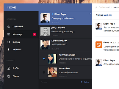 Inove Messenger administration application business cloud crm design inove management mobile responsive site system