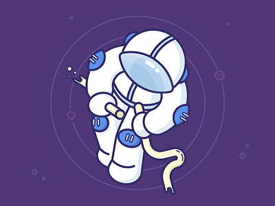 Houston we have a problem! astronaut flat icon illustration outline vector