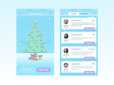 Secret Santa App christmas christmas tree gift ios new year present santa snow ui ux