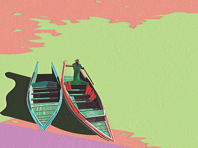 Botahtaung Jetty - Yangon boat design illustration jetty myanmar tourism yangon