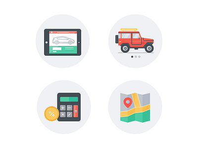 Flat icons calculator car flat flat icons icons ipad map pin sale vector