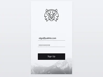 Sign Up — Day 1 #dailyui black dailyui form logo minimal mountain signup tiger ui web white