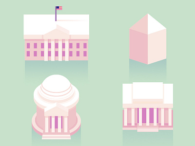 DC Landmarks buildings color dc design gradients graphic design illustration illustration design monuments perspective vector washington dc