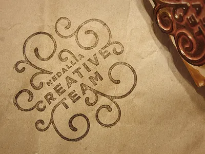 Creative Team Stamp crest rubber stamp swirls team