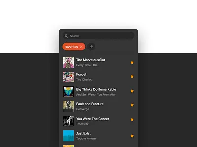 Favorites 044 bands dailyui favorites filter music search star tracks