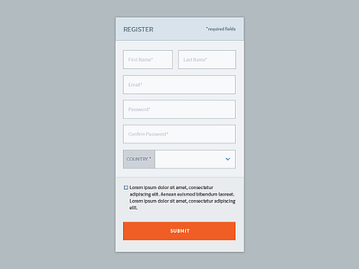 Register form login mobile register sign up ui