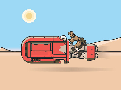 Rey on her speeder illustration rey speeder star wars starwars