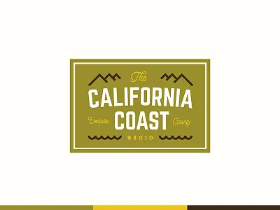 CA Coast badge california coast logo minimal mountain ocean patch retro typography vector ventura