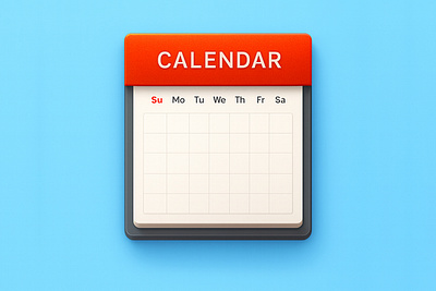 Skeumorphic calendar icon calendar color illustrator ios macos material minimalistic skeuomorphic vector