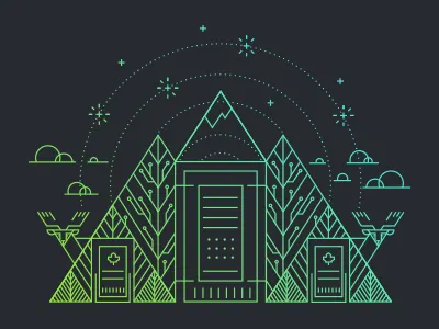 Canada gradient illustration line mountains outline