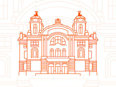 Cluj National Theatre building cluj illustration lineart theatre