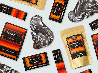 Alma x Pendleton chocolate packaging packaging design squirrels