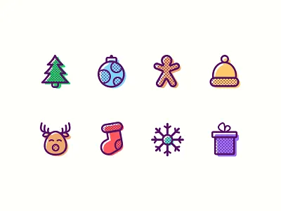 Christmas Set christmas dailyui flat holiday icon icon set icons illustration outline