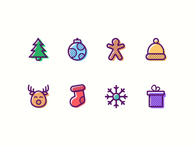 Christmas Set christmas dailyui flat holiday icon icon set icons illustration outline