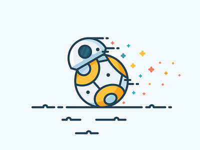 BB-8 artwork bb 8 bb8 droid fast icon illustration outline star star wars vector wars