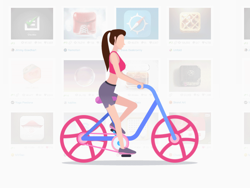 Dribbble wall animation bike gif girl