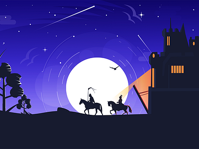 Castle army art castle colors concept flat horse idea illustration sky