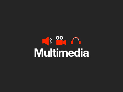 Multimedia icons identity logo multimedia red