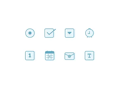 Icons calendar dropdown email icons minimal multiple choice numbers text time