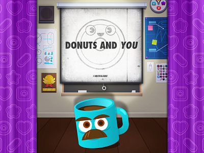 tip screen coffee curtains donuts game mustache ron swanson school