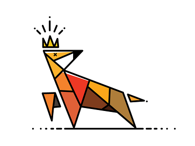 King art color dog eagle fly icon king line art