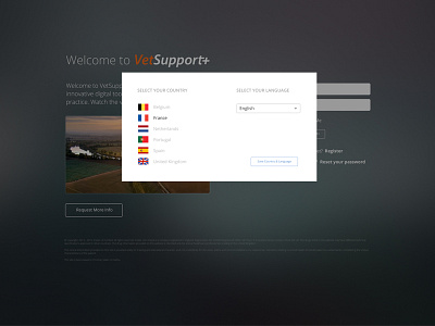 Language Selection Modal gradient health language login material veterinary video web