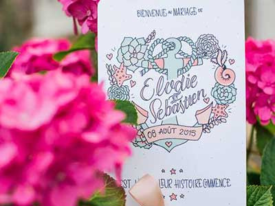 Elodie Wedding Fan illustration lettering nautical program stationery wedding