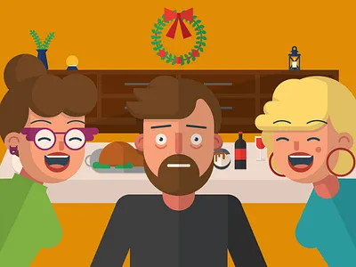 Dinner with the Aunts aunt christmas dinner family food holiday turkey wreath