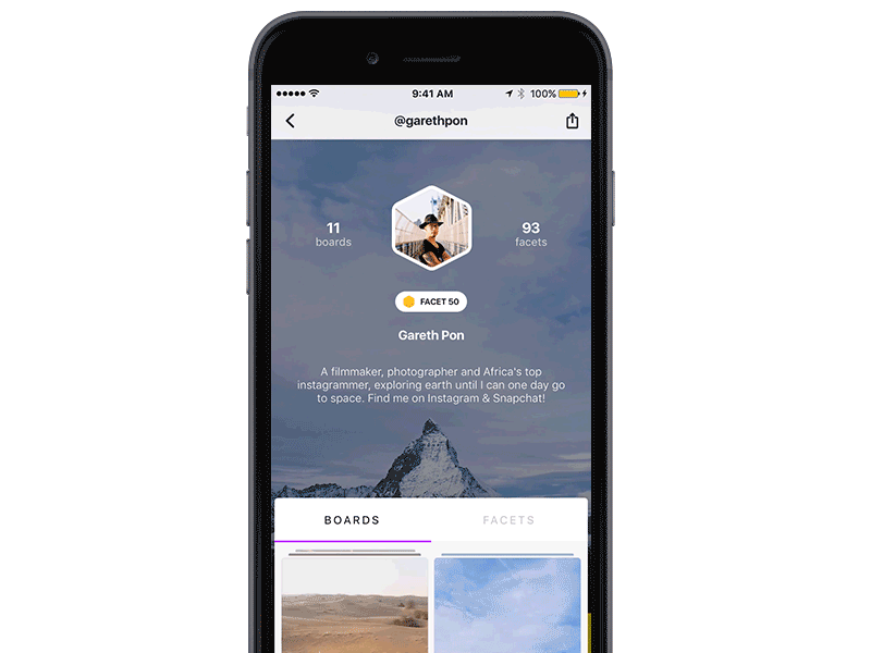 Profile swipe to view ios design mobile ui design video background
