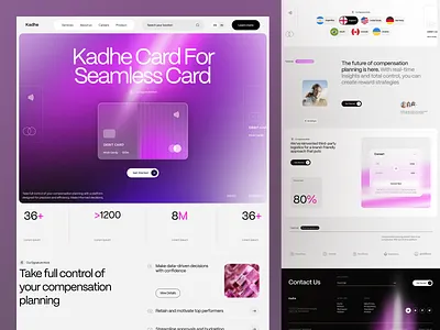 Kadhe - Payment Gateaway Website bank branding card design finance glow gradient homepage landing page minimalist payment gateaway ui uidesign user experience userinterface ux website