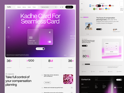 Kadhe - Payment Gateaway Website bank branding card design finance glow gradient homepage landing page minimalist payment gateaway ui uidesign user experience userinterface ux website