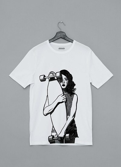 Skater Girl T-shirt Design graphic illustration illustration longboard monotone skater