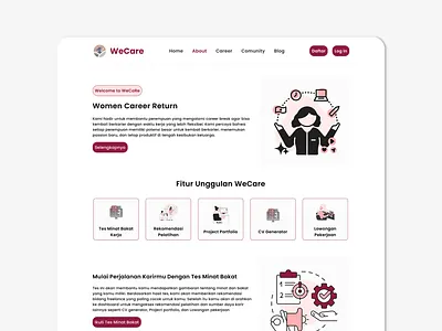 WeCare (Women Career Return) landing page ui