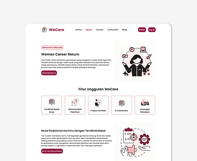 WeCare (Women Career Return) landing page ui