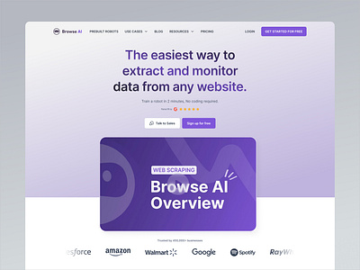 Browse AI Homepage Hero Section hero section homepage landing page marketing site web design