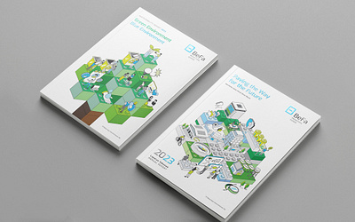 BeFa 2023 Annual & Sustainability Report annual report blue book book cover book design corporate cover design ecology financial go green graphic design green illustration layout lego minimalist publication sustainability sustainability report