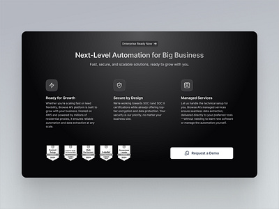 Browse AI Homepage Design dark ui enterprise landing page ui design