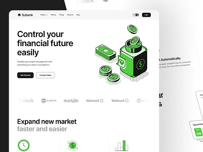 Subank - Financial Landing Page accounting bank crypto crypto landing page design financial financial landing page illustration landing page uiux web design