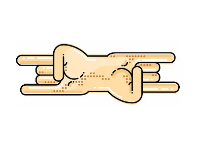 Rock ON !! band festival guitare hands illustration line logo on roc simple sticker