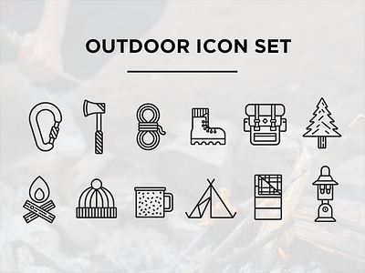 Free Outdoor Icon Set! axe backpack boot fire free hatchet icon icons outdoor rope set tree