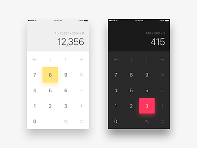 Calc iPhone App black calc clean dark interface ios minimal ui ux white